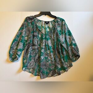 by & by Teal Floral Blouse